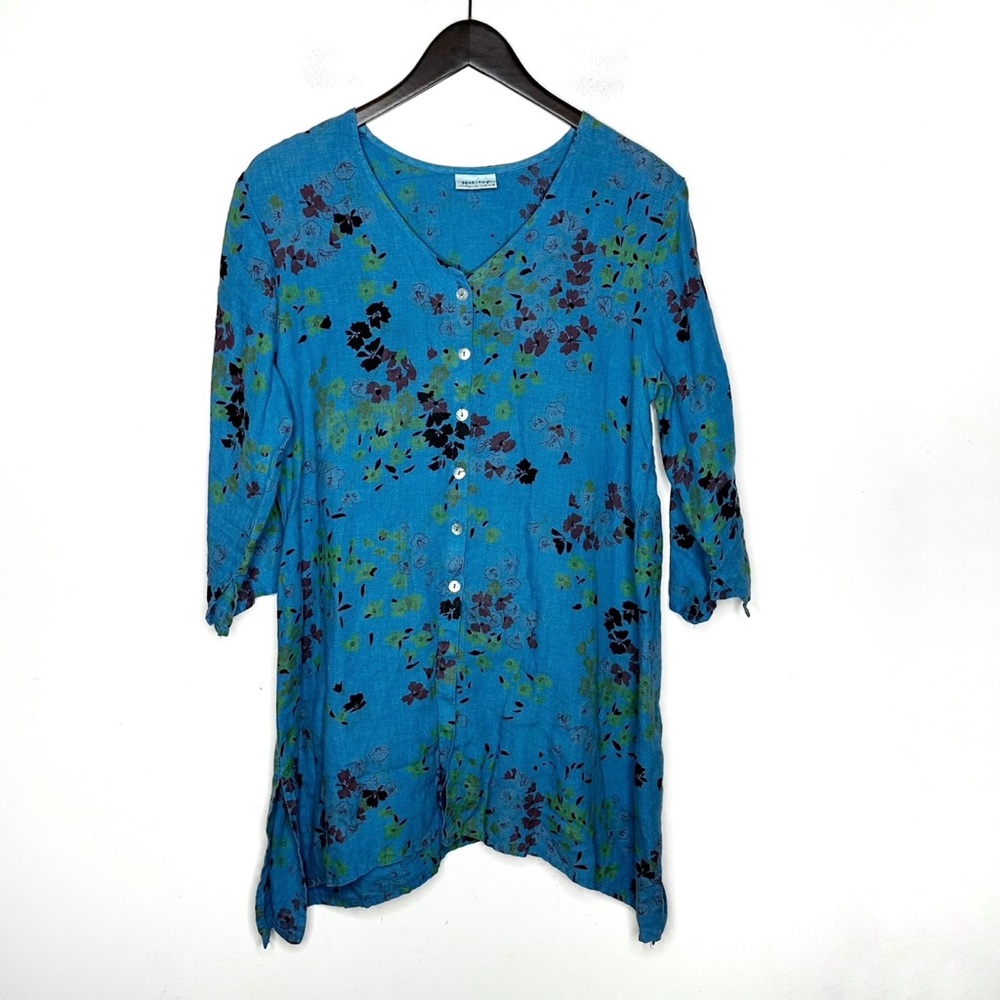 Habitat Linen Floral Tunic Shirt Blue Floral
